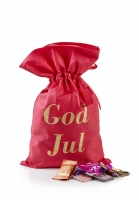 Rød julesæk med julehilsen 1000 g. Anthon Berg Mix