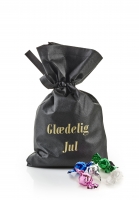 Sort julesæk med julehilsen 1000 g. Mixede Chokoladekugler