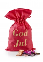 Rød julesæk med julehilsen 1500 g. Anthon Berg Mix