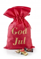 Rød julesæk med julehilsen 2900 g. Toms Mini Favoritter