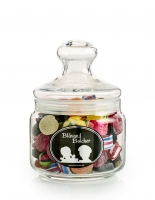 Apotekerglas med låg pakket med 350 g. Blåvand Bolcher Mix