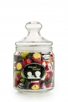 Apotekerglas med låg pakket med 500 g. Blåvand Bolcher Mix