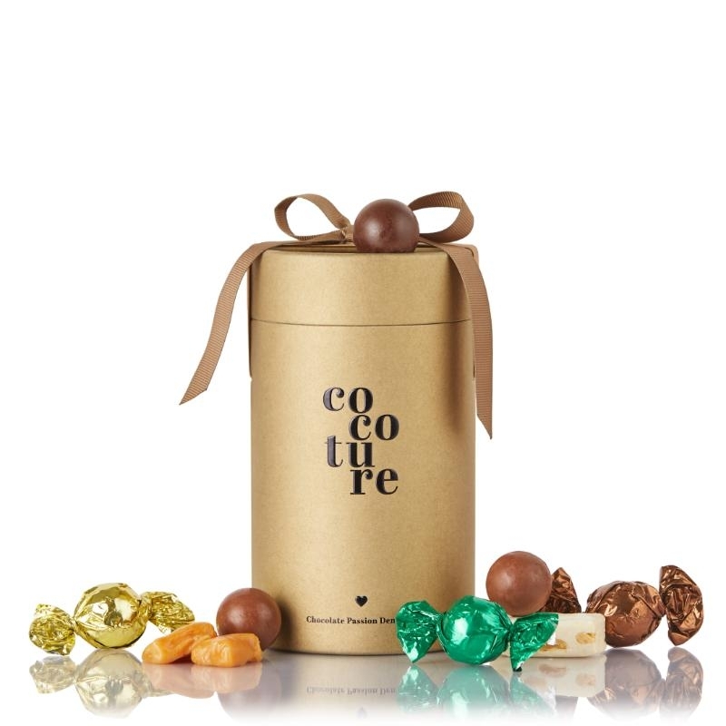 Guld Cocoture gaverør med sløjfe|250g. Julemix