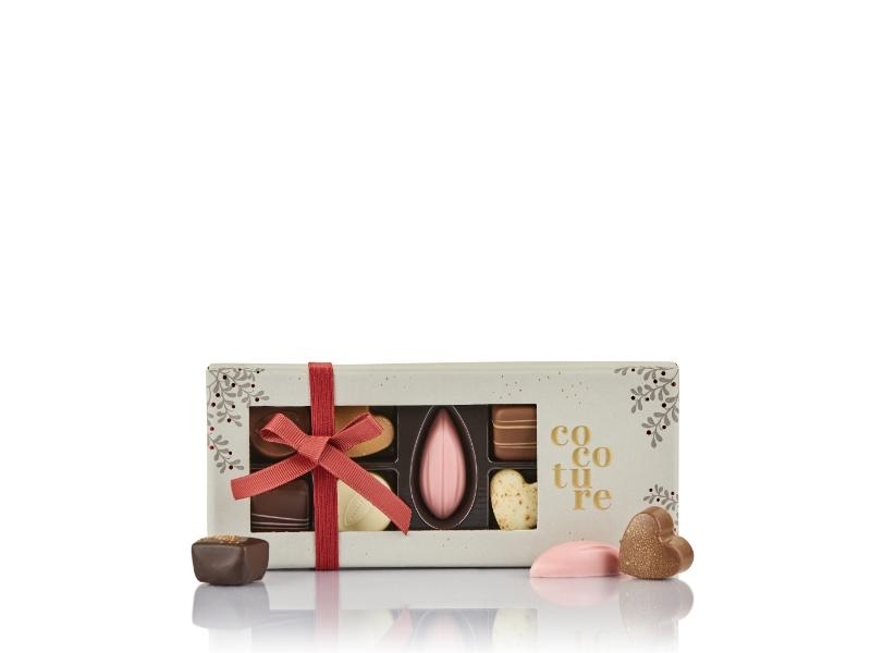 Chokoladekonfekt i gr&aring; Cocoture &aelig;ske 81 g