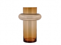 Lyngby Glas Tube vase 40cm mundblæst glas amber 
