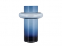 Lyngby Glas Tube vase 30cm mundblæst glas blå / dark blue