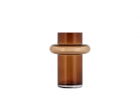 Lyngby Glas Tube vase 20cm mundblæst glas amber 
