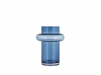 Lyngby Glas Tube vase 20cm mundblæst glas blå / dark blue