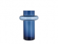 Lyngby Glas Tube vase 25cm mundblæst glas blå /dark blue