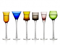 Lyngby Glas London 6 snapseglas på fod assorterede farver