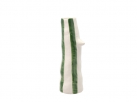 Villa Styles Vase næb, øjenvipper og grønne striber, 34 cm