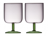 Lyngby Glas Torino 2 stk vinglas borosilkat pink/grøn