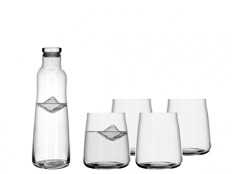 Lyngby Glas Zero sæt med 4 stk vandglas og karaffel 1,1L