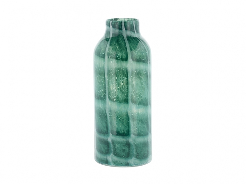 Villa Styles Vase i grøn glas, 14,5 x 14,5 x 36 cm
