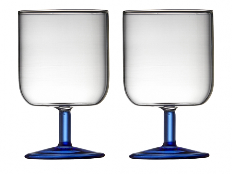 Lyngby Glas Torino 2 stk vinglas borosilikat klar/blå