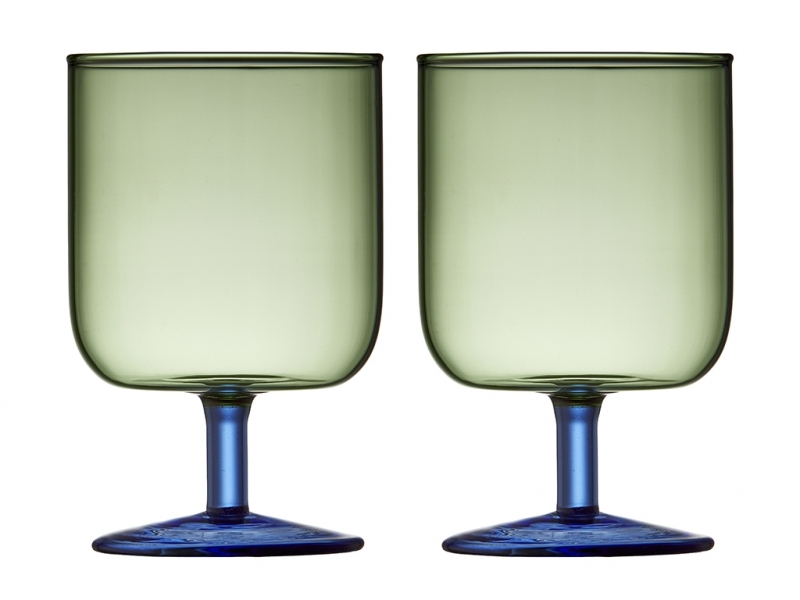 Lyngby Glas Torino 2 stk vinglas 30cl borosilkat grøn/blå