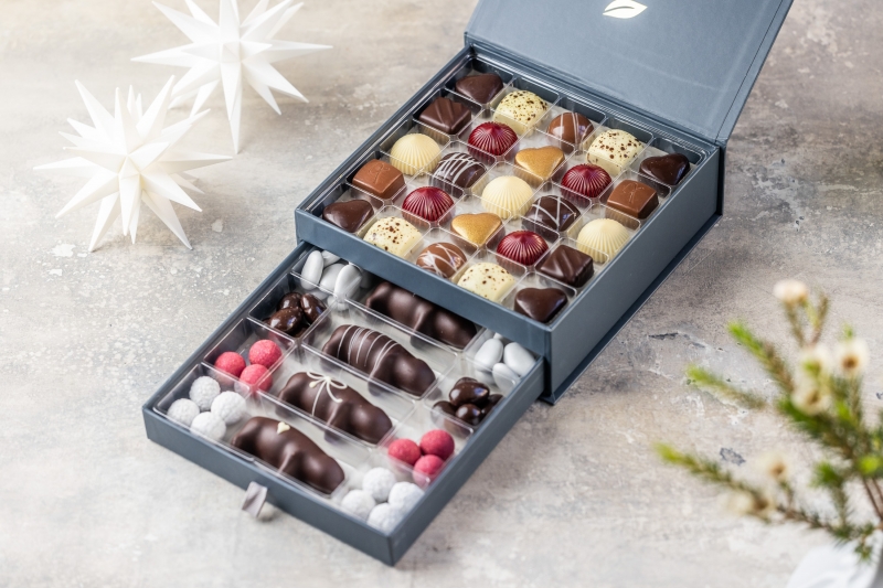 Drawer Box Selection | 435g. Eksklusiv gaveæske med skuffe fra Xocolatl