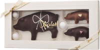 Piggy Family | 150g.  Klassisk marcipangris i gaveæske fra Xocolatl