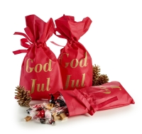 Julemix 1750 g. R&oslash;d stofpose m/truk God Jul | firmajulegave
