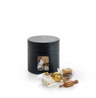 Sort rund æske - 250 g. Julemix