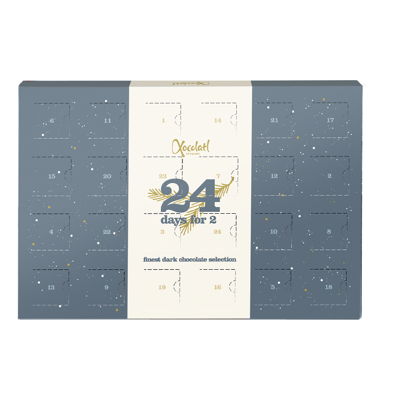 Finest Dark Selection for 2 | 400g. Julekalender med mørk chokolade fra Xocolatl