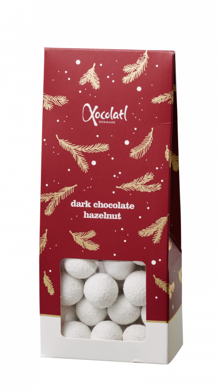 Christmas Sweets Red | 90g. Hasselnødder med mørk chokolade fra Xocolatl