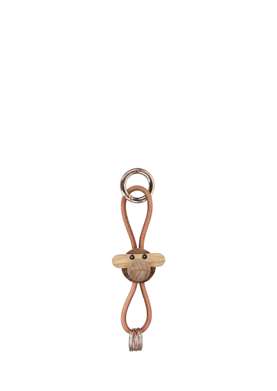 Kay Bojesen Abe guldtonet metal n&oslash;glering med naturl&aelig;der teak/limba