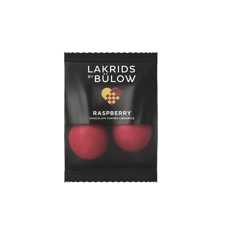 Lakrids by B&uuml;low box of MINI CRISPY RASPBERRY  2 stk.| 60 stk. til g&aelig;ster